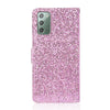 For Samsung Galaxy Note 20 Glitter Powder Horizontal Flip Leather Case with Card Slots & Holder & Lanyard(Pink)