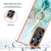 For Samsung Galaxy S25 Ultra 5G Electroplating Marble IMD TPU Phone Case with Ring Holder(Green 003)