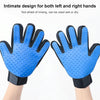 Cat Grooming Glove, Left Hand, Blue - Rubber Brush for Deshedding