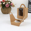 30 PCS Transparent Window 1 Piece Cardboard Portable Cup Cake Box Mousse Pastry Box Green