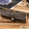 CONTACTS FAMILY CF1117  Retro Crazy Horse Texture Leather Watch Box Round Buckle Storage Box,Capacity: Can Hold 3 Watches(Coffee)
