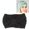 Winter Knitted Headband Turban Women Crochet Bow Wide Stretch Hairband Head Wrap(Black)