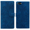 For iPhone 6 Plus / 7 Plus / 8 Plus Lace Floral Embossed Magnetic Buckle Leather Phone Case(Blue)