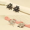 Fashion Zircon Rhinestone 3 Flower Stud Earrings for Women Jewelry, Metal Color:black