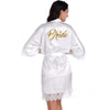 Women Bride Gold Lettering Lace Edge Nightgown, Size:XL(White)