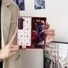 For Samsung Galaxy Z Fold3 5G Luck Flower Pattern TPU Phone Case With Strap(Red)