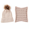 Knitted Warm Round Machine Cap Protects Ear Bonnet Baby  Winter Hats Caps + Scarf Suits(Beige)