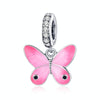 S925 Sterling Silver Pink Butterfly Pendant DIY Bracelet Necklace Accessories