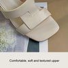 Outerwear Retro Soft Leather Chunky Heel Square Toe Open-toed Sandals, Size: 38(Apricot)