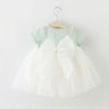 Girls Splicing Lace Mesh Princess Dress with Bow-knot, Kid Size:90cm(Green)