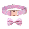 Rose Gold Dog Collar L (38-60cm) Pink Bow, Detachable