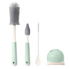 Silicone Rotating Multifunction Cleaning Cup Brush Set Bottle Nipple Straw Cleaner Brush(Straight Handle Green)