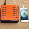 WLX-840 200W 40 Ports USB Digital Display Smart Charging Station AC100-240V, EU Plug (Black+Orange)