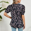 Women V-neck Loose Short-sleeved Printed T-shirt Top, Size: XL(Cherry Blossom)