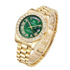 CAGARNY 6886 Diamond-encrusted Roman Numeral Dial Quartz Watch for Men(Gold Shell Green Dial)