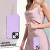 For iPhone 15 Double Flap Zipper RFID Leather Phone Case with Short Lanyard(Light Purple)