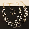 Pearl Multi-Layer Temperament Necklace Earring Bracelet set, Metal color:Gold