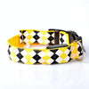LED Dog Collar, Plaid Yellow, Small, USB Rechargeable