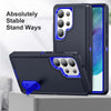 For Samsung Galaxy S25 Ultra 5G Rugged PC Hybrid Silicone Phone Case with Holder(Dark Blue+Royal Blue)