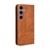 For Samsung Galaxy S25+ 5G Magnetic Buckle Retro Texture Leather Phone Case(Brown)