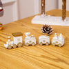 Christmas Decoration Wooden Train Kindergarten Christmas Festival Gift(White 4 Section)