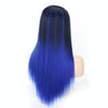 Wig Half Headgear Long Straight Hair U-Shaped Wig Headgear, Colour: 3. Black Gradient Sapphire Blue