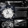 Ochstin 6042B Multifunctional Business Leather Waterproof Luminous Quartz Men Watch(Silver+Black)