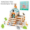 122pcs/Box Children Architecture Building Blocks Wooden House Mortise And Tenon Structure Assembled Toy