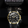 OLEVS 6650 Men Luminous Waterproof Silicone Strap Mechanical Watch(Black + Gold)