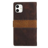 For iPhone 11 Grid Stitching Leather Phone Case with Lanyard(Brown)