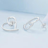 S925 Sterling Silver Plated Platinum Wrap Heart Stud Earrings