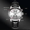 Ochstin 5043G Multifunctional Waterproof Leather Strap Quartz Watch(Silver+White+Black)