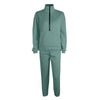 Ladies Spring And Autumn Casual Sports Street Fleece Sweatshirt Set XL(Green)