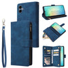 For Samsung Galaxy A06 4G Multifunctional Frosted Zipper Wallet Leather Phone Case(Blue)
