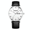 BINBOND B3820 30M Waterproof Ultra-thin Quartz Luminous Starry Watch, Color: Black Leather-White-White