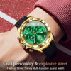 OLEVS 2875 Men Multifunctional Sports Chronograph Waterproof Quartz Watch(Green + Gold)