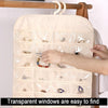 80-grid Jewelry Storage Hanging Bag Mon-woven Double-sided Jewelry Organizer Bag(White)