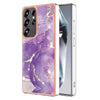 For Samsung Galaxy S25 Ultra 5G Electroplating Marble Pattern Dual-side IMD TPU Shockproof Phone Case(Purple 002)