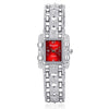 Square Dial Stainless Steel Strap Quartz Watch(Red)