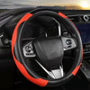 39cm Carbon Fiber Elastic Leather Without Inner Ring Car Steering Wheel Cover, Color: Red