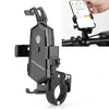 Bicycle Mobile Phone Holder Can Rotate And Adjust Fixed Aluminum Alloy Bracket Automatic Grab Bracket, Style:Handlebar Installation(Black)
