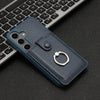For Samsung Galaxy S25 5G Litchi Texture Drawing Card Bag Ring Holder Phone Case(Blue)