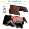 For Galaxy Note 9 Shockproof Calf Texture Protective Case with Holder & Card Slots & Frame(Brown)