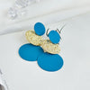 Stitching Solid Color Geometric Round Ladies Personality Earrings(E-649-Blue)
