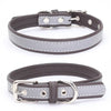 Reflective PU Leather Dog Collar - Dark Brown, Large