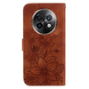 For Realme 13+ Global Lily Embossed Leather Phone Case(Brown)
