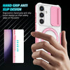 For Samsung Galaxy S25 5G Sliding Camshield MagSafe Holder TPU Hybrid PC Phone Case(Pink White)