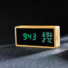 1502 Temperature And Humidity Electronic Clock Solid Wood LED Digital Control Alarm Clock, Colour: Green