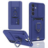 For Samsung Galaxy A16 Sliding Camshield Magnetic Card Holder Silicone Phone Case(Navy Blue)