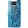 For Asus Zenfone 7 Pro ZS671KS Butterfly Love Flower Embossed Horizontal Flip Leather Case with Bracket / Card Slot / Wallet / Lanyard(Blue)